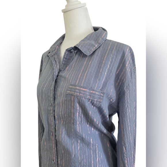 Victoria's Secret Blue And Pink Striped Pajama Shirt Size Large - Picture 3 of 7